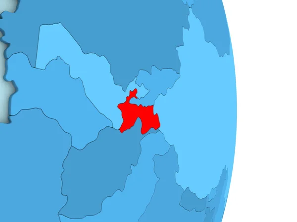 Таджикистан на синій політичних глобус — стокове фото