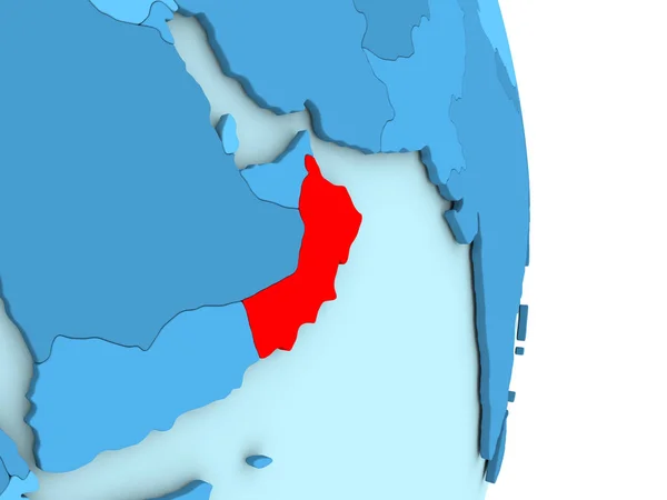 Omán en el mundo político azul — Foto de Stock