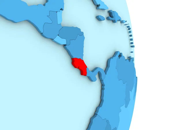Kostaryka na niebieski Globus polityczny — Zdjęcie stockowe