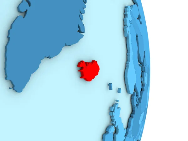 Ісландія на синій політичних глобус — стокове фото