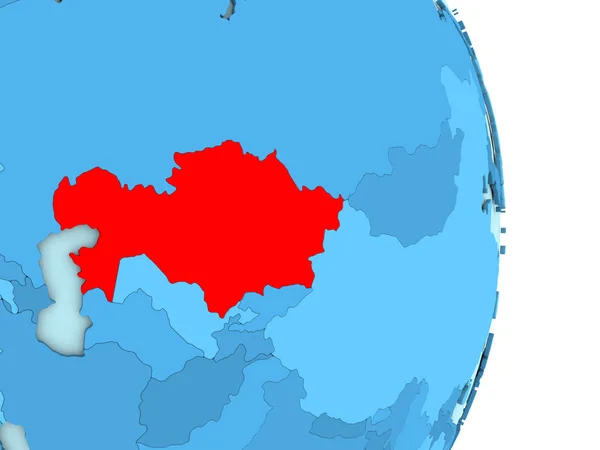 Казахстан на голубом политическом глобусе — стоковое фото