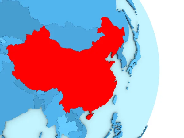 China op blauwe politieke wereldbol — Stockfoto