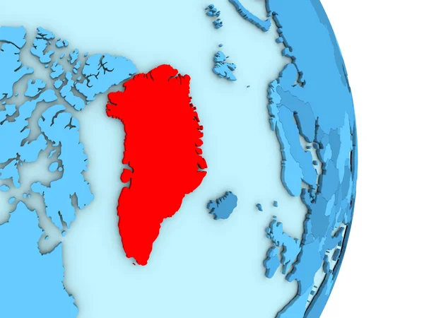 Grönland på blå politiska jordglob — Stockfoto