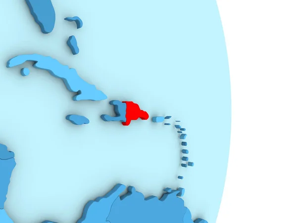 Доминиканская Республика на голубом политическом глобусе — стоковое фото