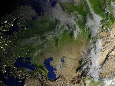 Batı ve Orta Asya dünya gerçekçi bir model üzerinde