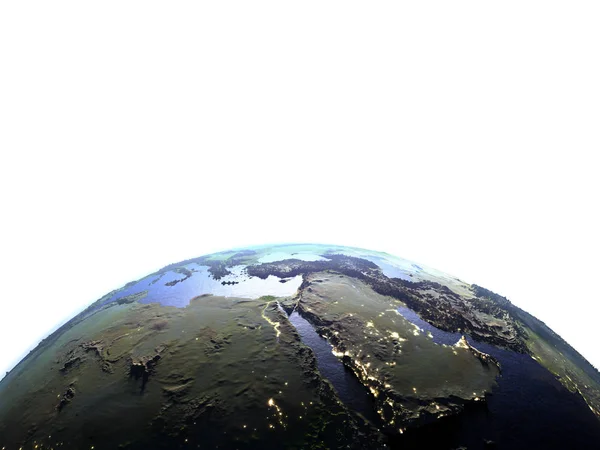 Ближний Восток на реалистичной модели Земли — стоковое фото