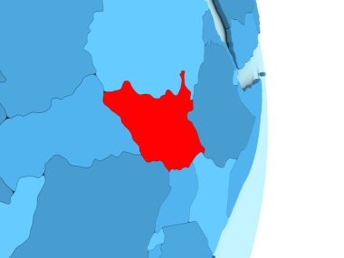 Mavi siyasi dünya üzerinde Güney Sudan