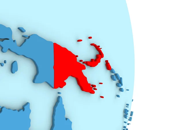 Papua-Nowa Gwinea na niebieski Globus polityczny — Zdjęcie stockowe
