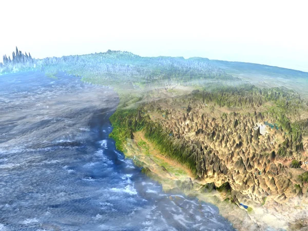 Coasta de vest a SUA pe Pământ - fundul vizibil al oceanului — Fotografie, imagine de stoc