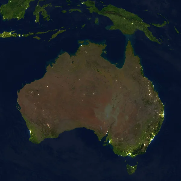 Australia en la noche en el planeta Tierra — Foto de Stock