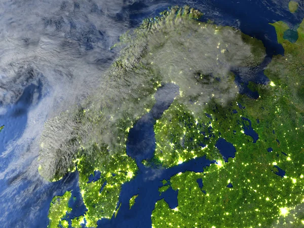 Skandinávském poloostrově na planetě Zemi — Stock fotografie