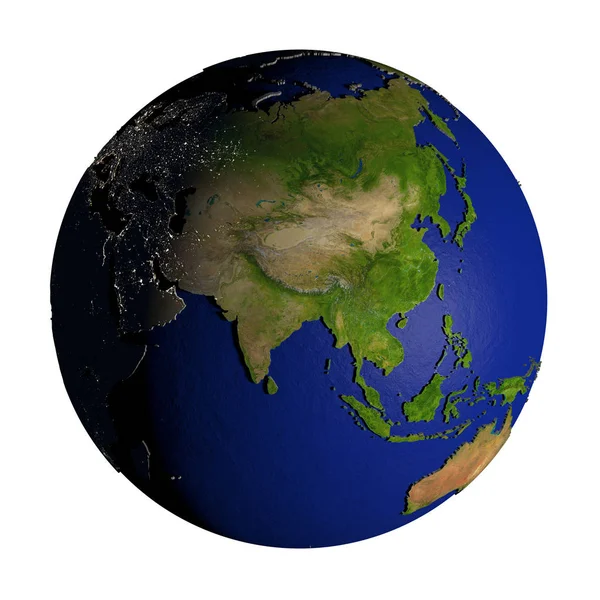 Asien på jorden isolerade på vit — Stockfoto