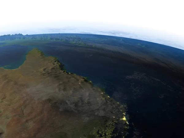 Gran Barrera de Coral en la noche en el planeta Tierra — Foto de Stock