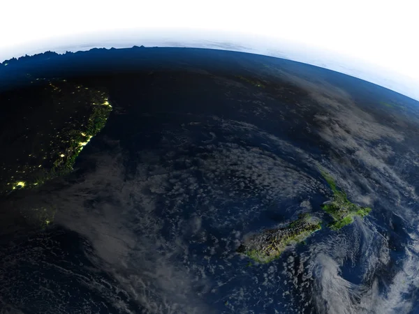 Новая Зеландия ночью на планете Земля — стоковое фото