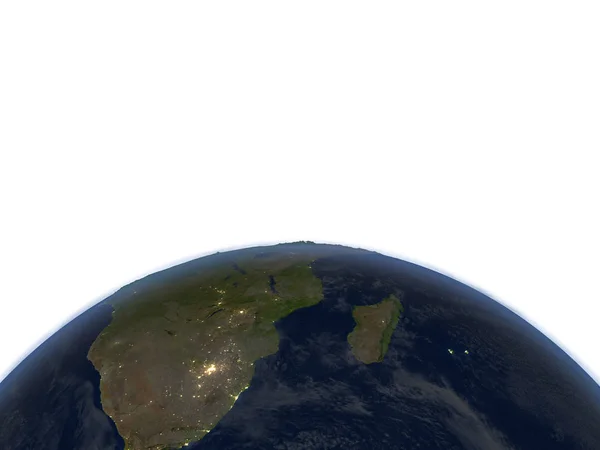 Südafrika bei Nacht auf dem Planeten Erde — Stockfoto