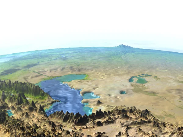 Asia Centrală pe Pământ - fundul vizibil al oceanului — Fotografie, imagine de stoc