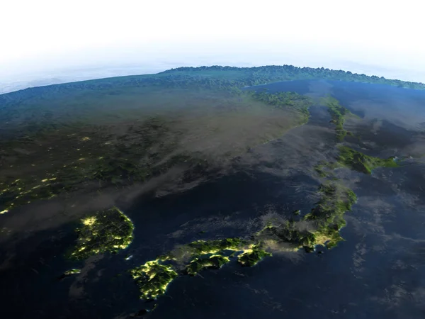 日本和朝鲜在地球上 — 图库照片