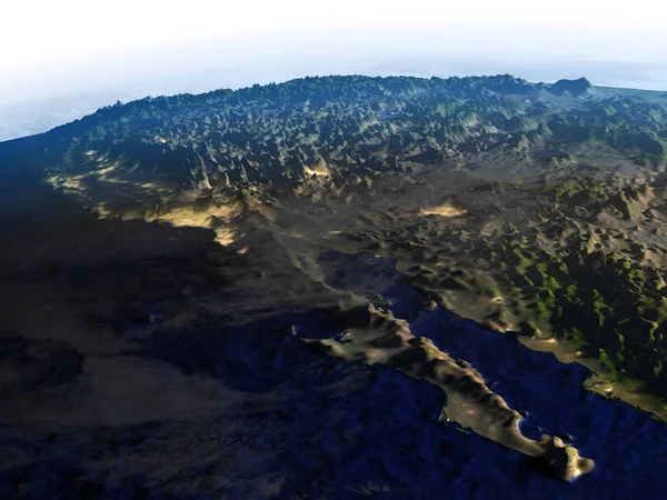 Péninsule californienne la nuit sur un modèle réaliste de la Terre — Photo