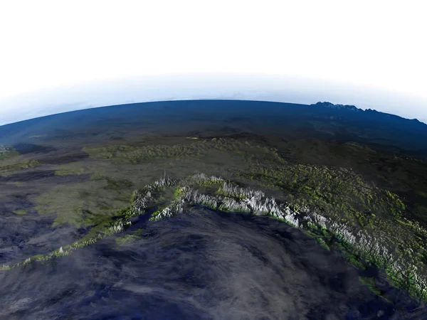 Alaska at night on realistic model of Earth — Stock Photo, Image