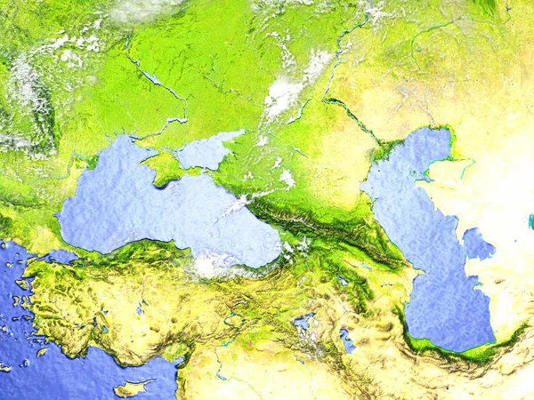 Kaukasus auf realistischem Modell der Erde — Stockfoto
