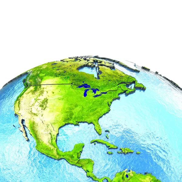Centralnej i Ameryki Północnej na model ziemi — Zdjęcie stockowe