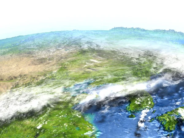 Japan en Korea's op aarde - zichtbaar oceaanbodem — Stockfoto