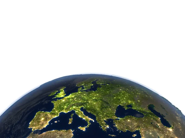Europa w nocy na planecie Ziemia — Zdjęcie stockowe