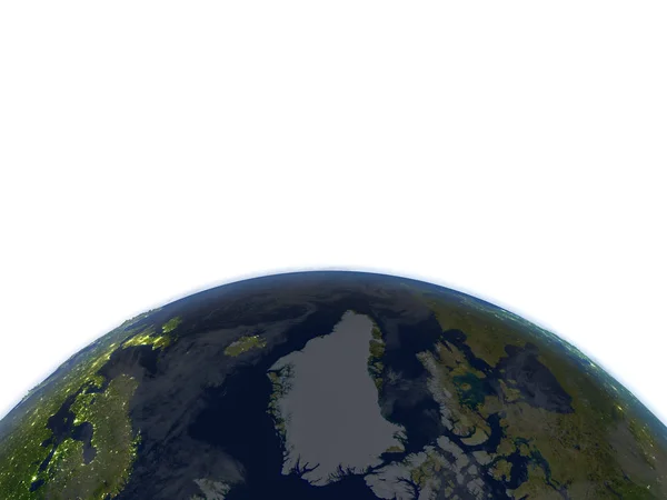Groenlândia à noite no planeta Terra — Fotografia de Stock