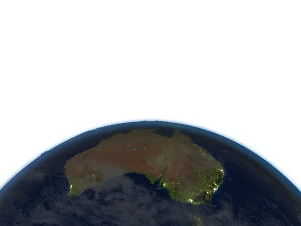 Australien bei Nacht auf dem Planeten Erde — Stockfoto