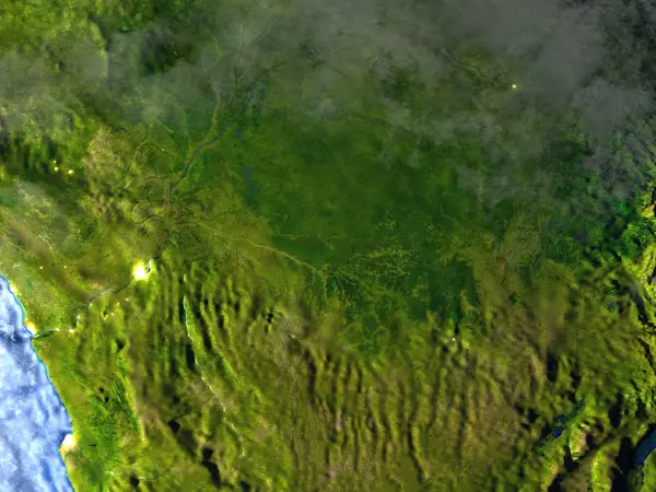 Tanzanie région sur Terre la nuit - fond visible de l'océan — Photo