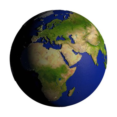 EMEA bölgesi üzerinde beyaz izole yeryüzünde