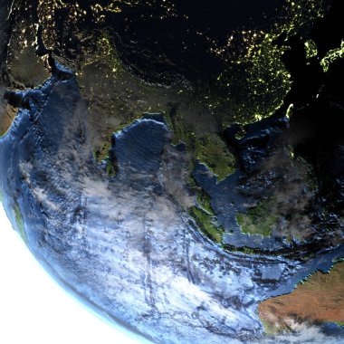 Güneydoğu Asya geceleri - görünür okyanus tabanı yeryüzünde