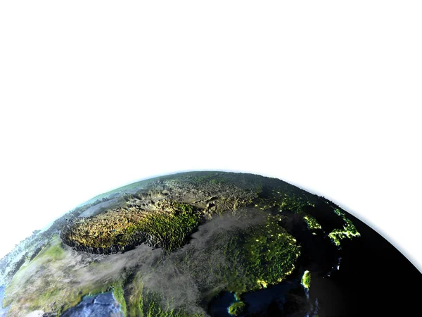 东亚地区地球-可见海洋地板上 — 图库照片