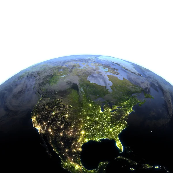 North America at night on planet Earth — Stock Photo, Image