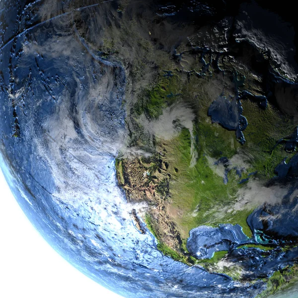 América del Norte en la Tierra por la noche - fondo visible del océano — Foto de Stock
