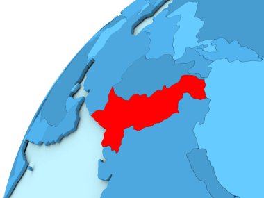 Pakistan kırmızı mavi dünya üzerinde