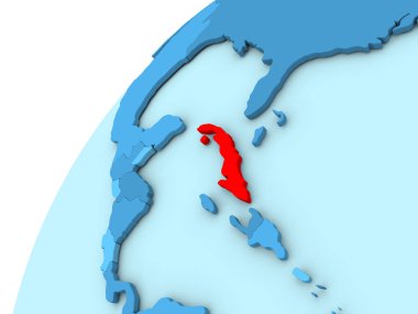 Küba'da kırmızı mavi küre üzerinde