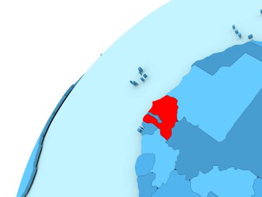Senegal kırmızı mavi dünya üzerinde
