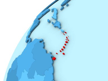 Kırmızı mavi küre üzerinde Karayipler'de