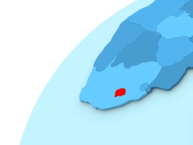 Lesotho kırmızı mavi dünya üzerinde