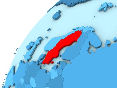 İsveç kırmızı mavi dünya üzerinde