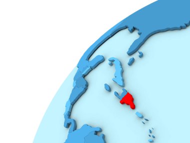 Dominik Cumhuriyeti kırmızı mavi dünya üzerinde