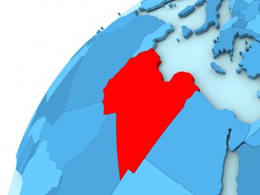 Libya kırmızı mavi dünya üzerinde