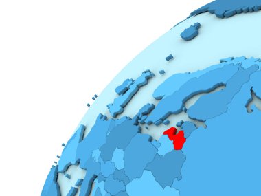 Letonya kırmızı mavi dünya üzerinde