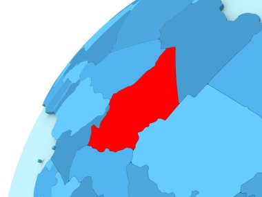 Chad kırmızı mavi dünya üzerinde