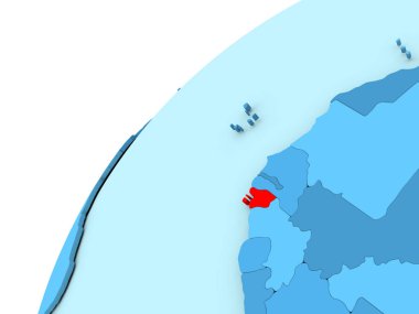 Gine-Bissau kırmızı mavi dünya üzerinde