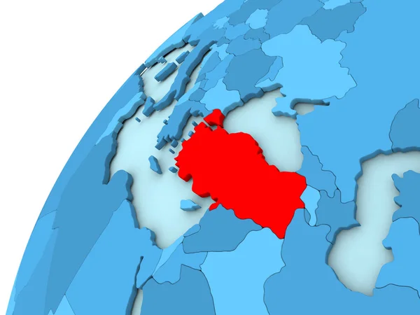Turquie en rouge sur globe bleu — Photo