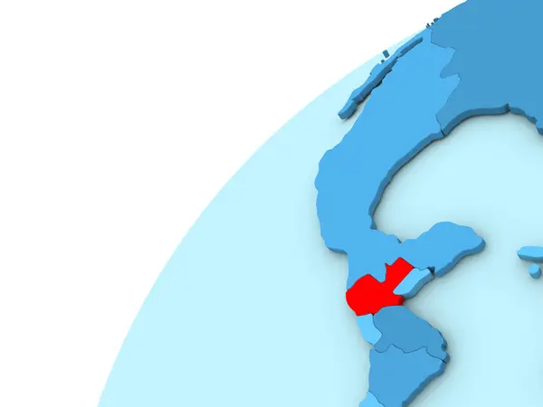 Guatemala in Rot auf blauem Globus — Stockfoto