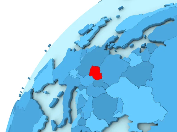 Çek Cumhuriyeti kırmızı mavi dünya üzerinde — Stok fotoğraf