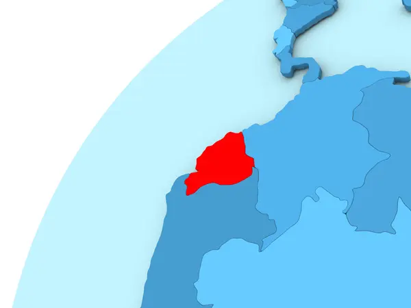 Еквадор в червоний колір на синій глобус — стокове фото